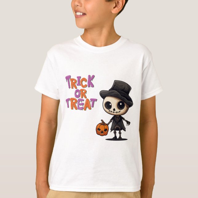 Trick ou Treat Little Skeleton T-Shirt (Devant)