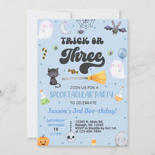 Trick ou trois Halloween garçon invitation de 3e a (Devant)