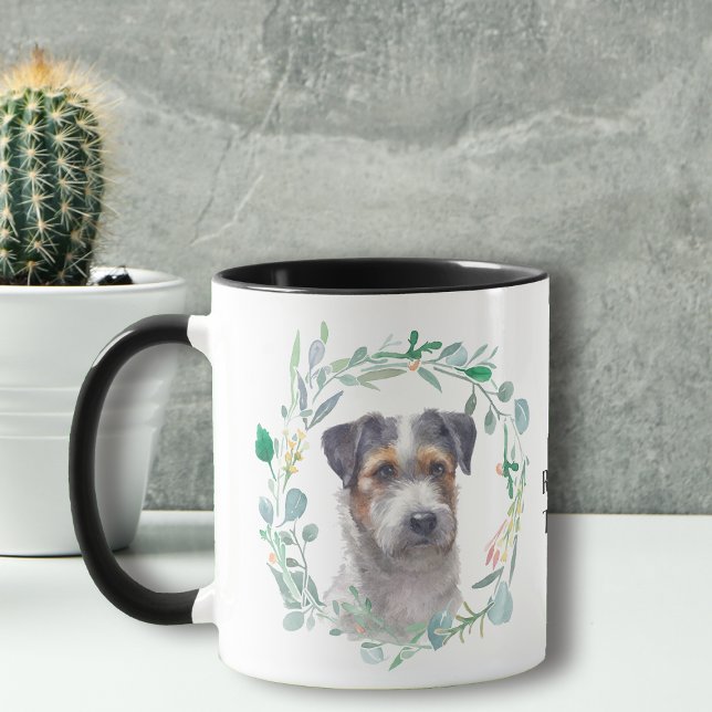 Tricolore Jack Russell Terrier Wreath Coffee Mug (Créateur téléchargé)