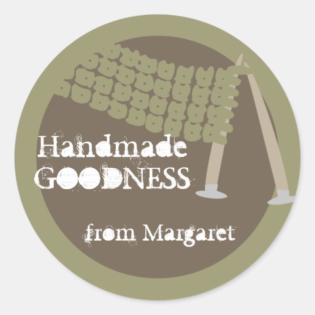 Tricot aiguilles foulard olive étiquette cadeau au (Devant)