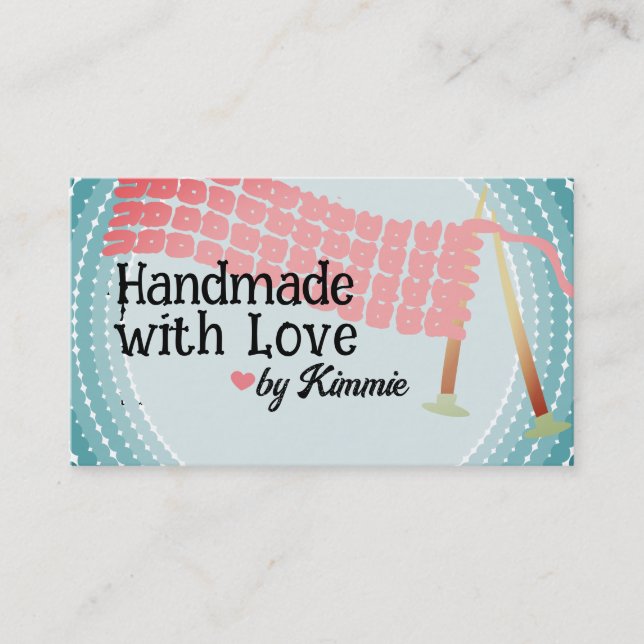 Tricot aiguilles foulard rose gris cartes de visit (Devant)