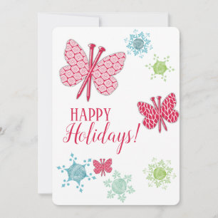 Tricot aiguilles papillons artisanat carte de Noël