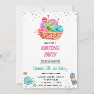 Tricot artisanat invitation fête d'anniversaire