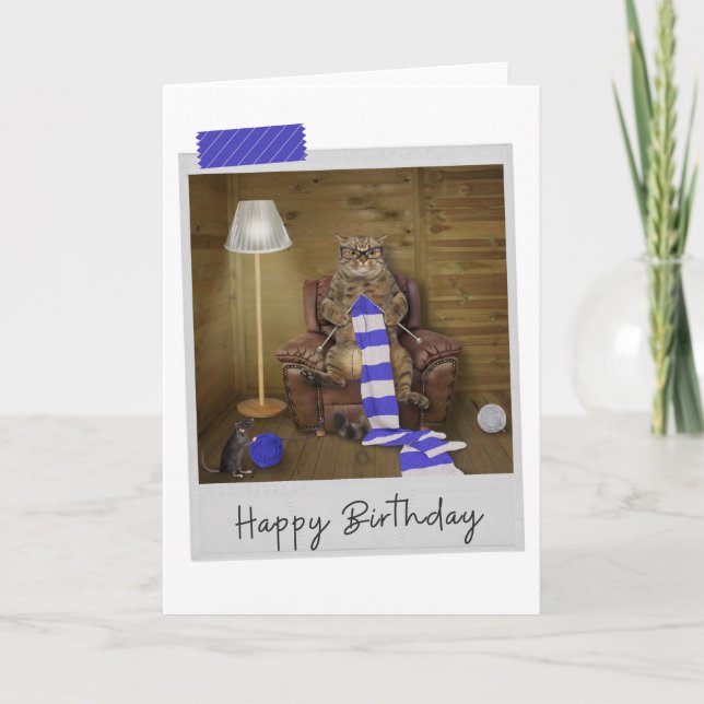 Tricot Chat Funny Carte d'anniversaire (Devant)