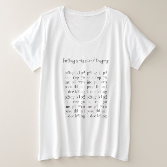 TRICOT EST MA SECONDE LANGUE Plus Taille T-shirt (Design devant)