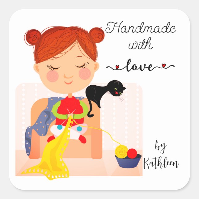 Tricot fait à la main avec l'amour Stickers person (Devant)