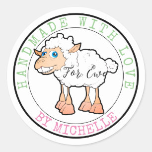 Tricot Fait À La Main Avec Stickers Mouton Amoureu