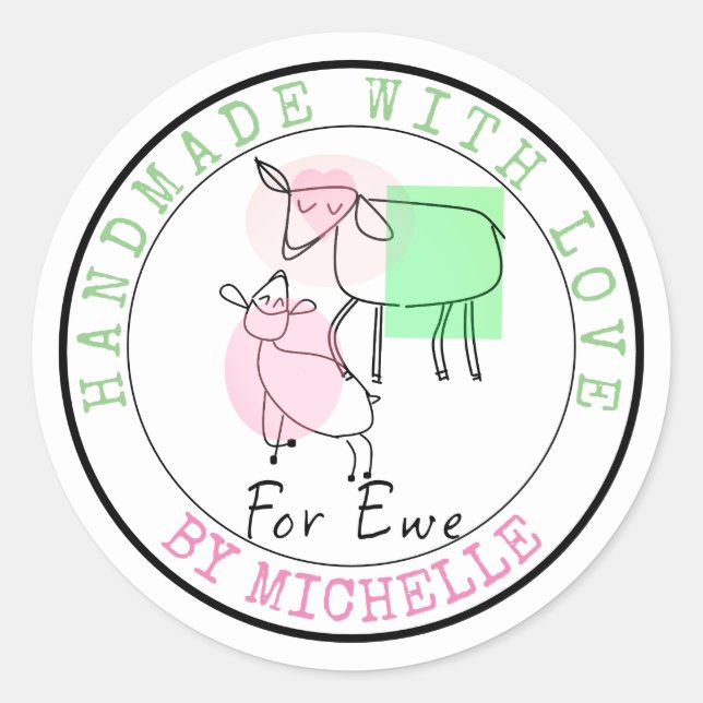 Tricot Fait À La Main Avec Stickers Mouton Amoureu (Devant)