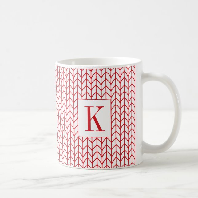 Tricot LIGNE ROUGE Mug Blanc + Initiale (Droite)