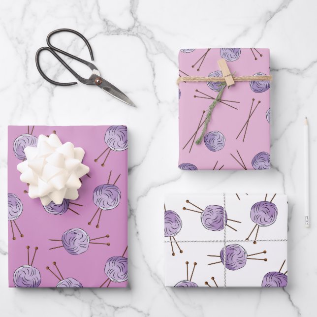 Tricot Love Wrapping Papier ensemble de 3 (Recto)