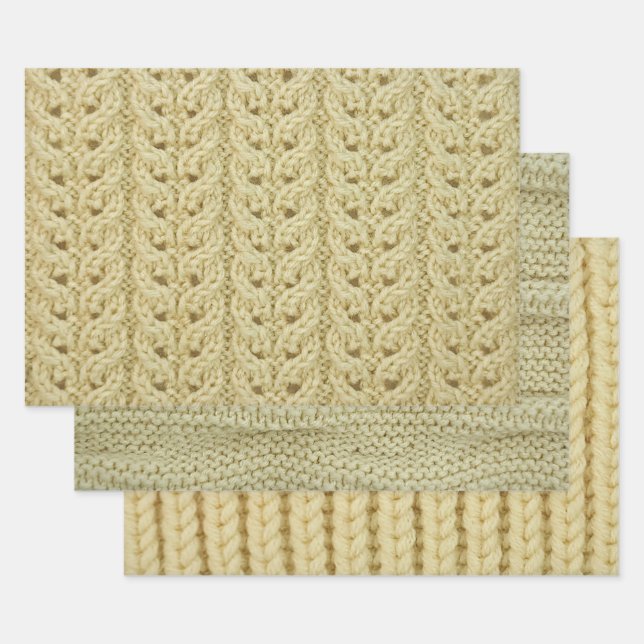 Tricot trio Dua Motif de feuille papier d'emballag (Lot)