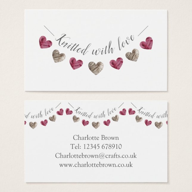 tricoté avec cadeau d'amour ou carte de visite (Devant & derrière)
