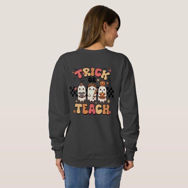 Tricoter Ou Enseignant Sweatshirt Halloween (Dos entier)