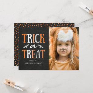Tricoter ou traiter   Carte photo Halloween