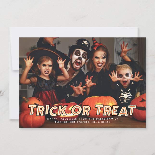 Tricoter ou traiter le Carte photo d'Halloween (Devant)