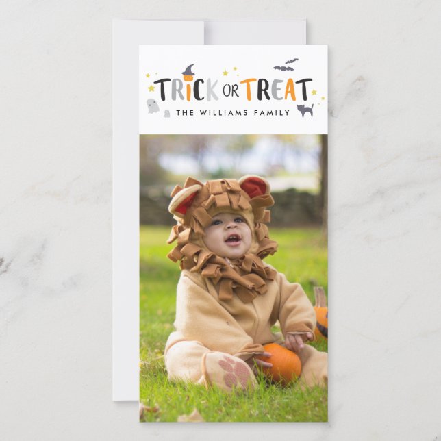 Tricoter ou traiter le Carte photo d'Halloween (Devant)