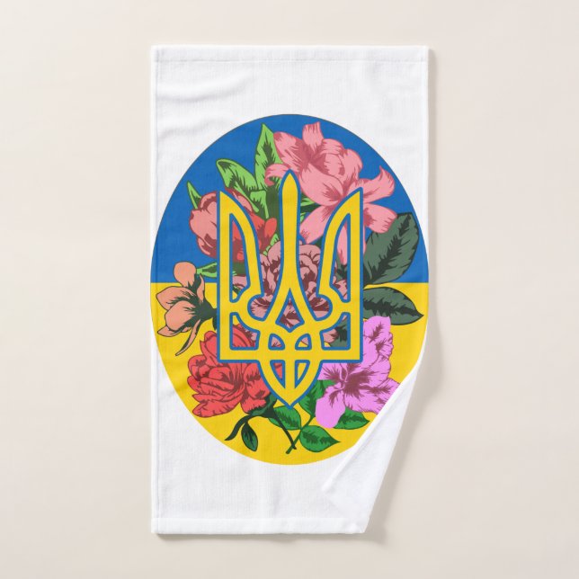 Trident ukrainien et drapeau de l'Ukraine avec des (Serviette à main)