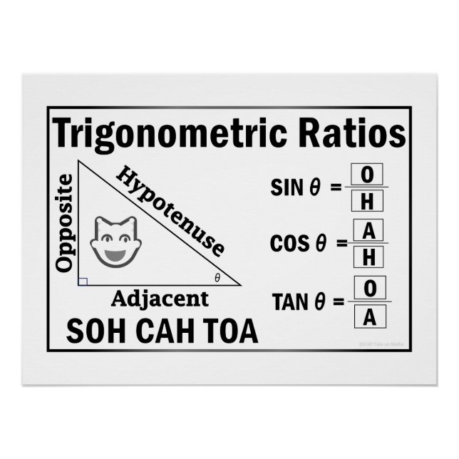 Trigonométrie SOH CAH TOA Classroom Poster blanc (Devant)