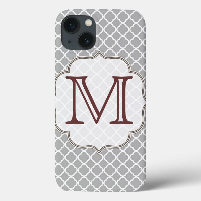 Trimestre gris Latti Monogramme Coque ipad initial (Verso)