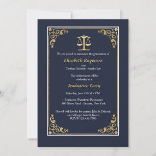 Trimmed in Gold Justice Scale Invitations de gradu