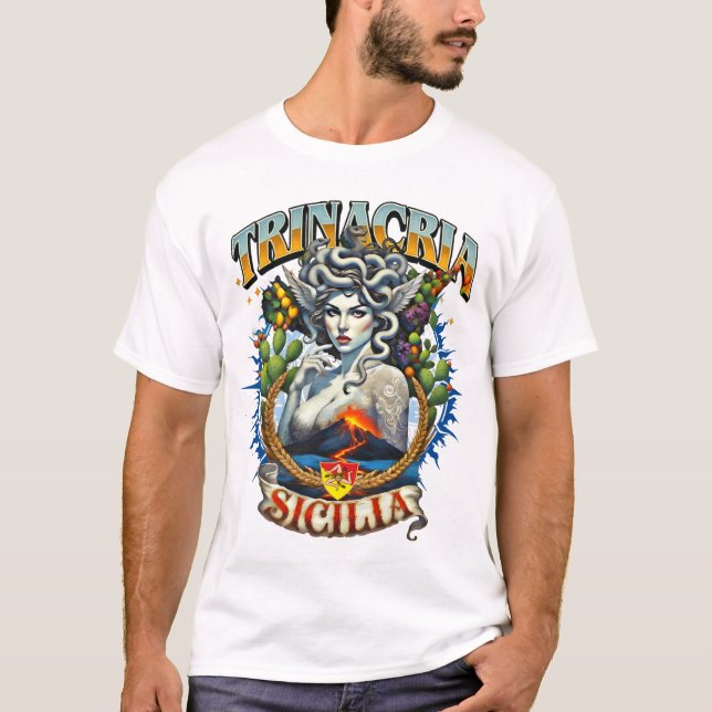 Trinacria Retro Style T-Shirt  (Devant)