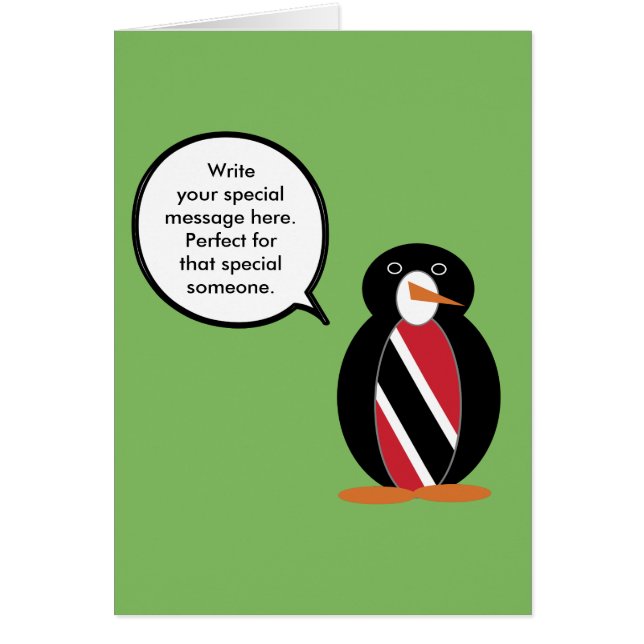 Trinidad Tobago Talking Ms. Talking Penguin Card (Devant)