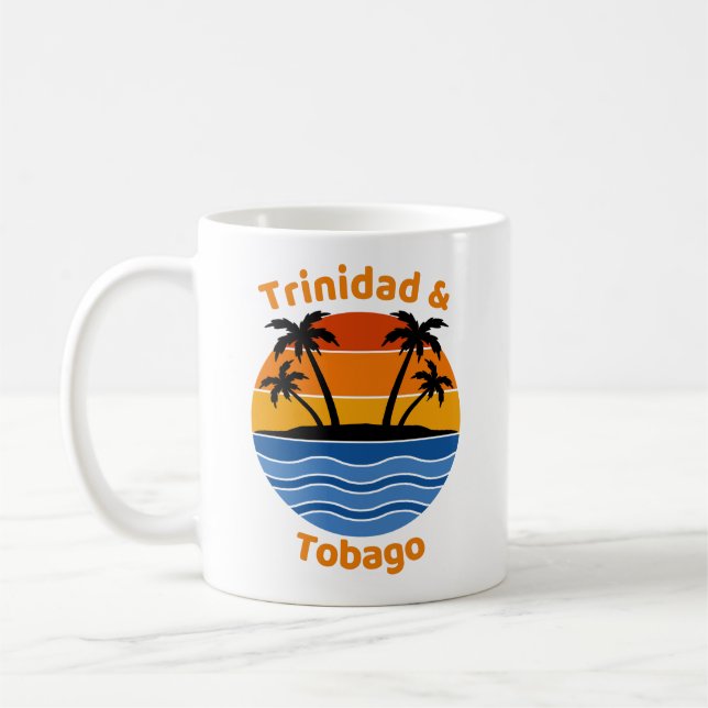 Trinité-et-Tobago Retro Sunset Coffee Mug (Gauche)