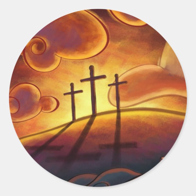 Trinity - Triple Cross sur Hill Sunset Stickers (Devant)