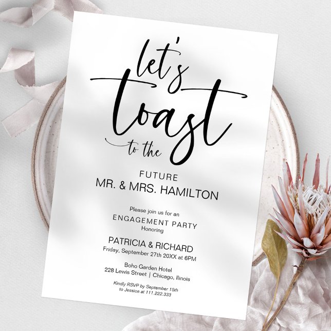 Trinquons Chic Invitation de Fiançailles Calligrap (Créateur téléchargé)