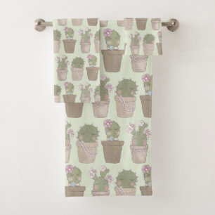 Trio de cactus mignons portant des bijoux imprimés