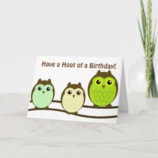Trio de carte d'anniversaire de hiboux