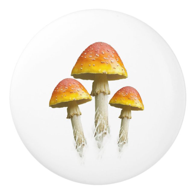 Trio de champignons poignée en céramique (couleur) (Devant)