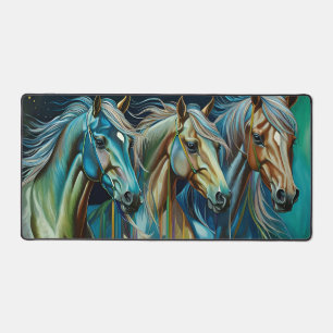 Trio de chevaux Turquoise bleu vert brun