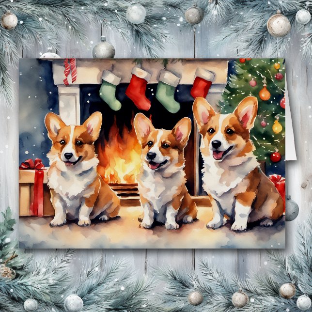 Trio de Chiens de Corgi près de la cheminée de Noë (Créateur téléchargé)