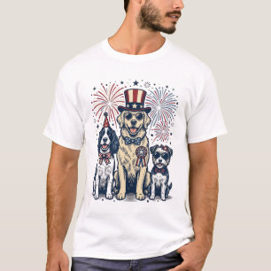 Trio de chiens patriotiques Design de t-shirt avec