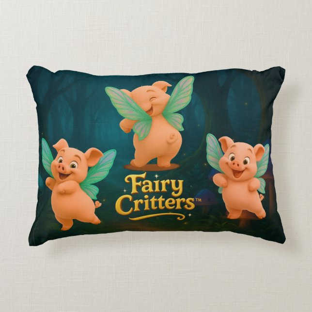 Trio de cochonnets fées Coussin déco (Devant)