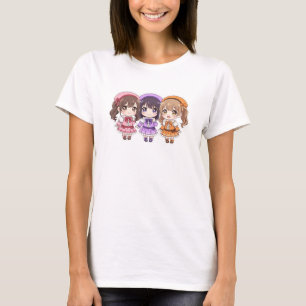 Trio de femmes T-Shirt Filles Chibi Anime Mignonne