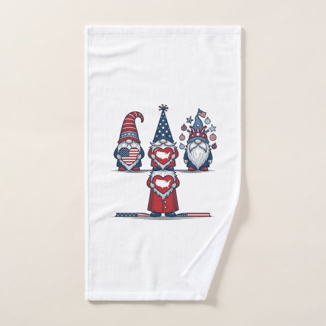 Trio de gnomes patriotiques dessin vectoriel vinta (Serviette à main)