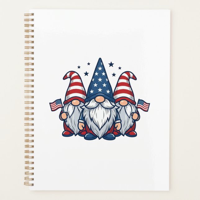 Trio de gnomes patriotiques dessin vectoriel vinta (Devant)