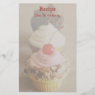 Trio de papeterie de recette de Cupcake aux Cerise