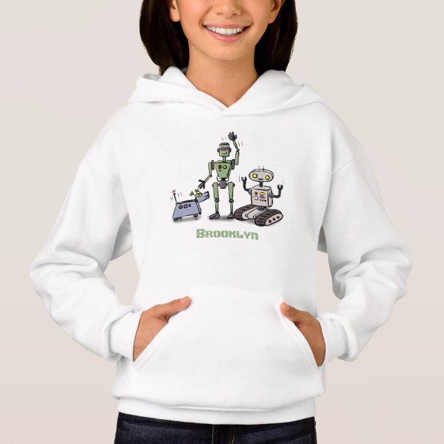Trio de robots mignons et heureux dessin animé (Devant)