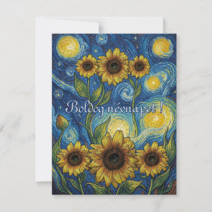 Trio de tournesols dans une nuit étoilée carte de