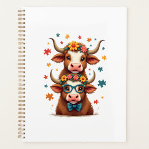 Trio de vaches Highland vintage autisme regardant
