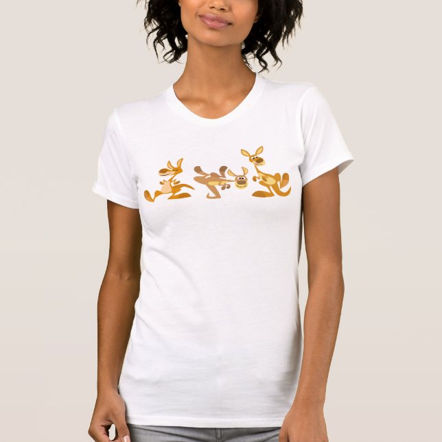Trio mignonne de caricature T-shirt femmes Kangaro (Devant)