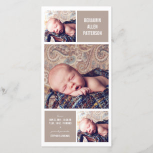 Trio moderne Photo Baby Boy Faire-part de naissanc