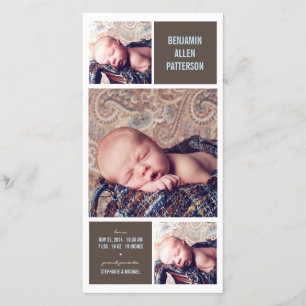 Trio moderne Photo Baby Boy Faire-part de naissanc