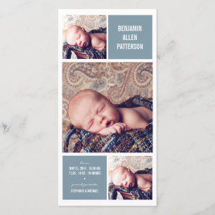 Trio moderne Photo Baby Boy Faire-part de naissanc