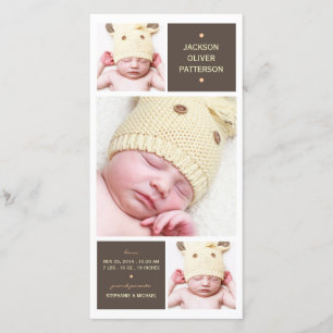 Trio moderne Photo Baby Girl Faire-part de naissan