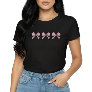 Trio Rose Ruban Mignon Coquette Tshirt Esthétique