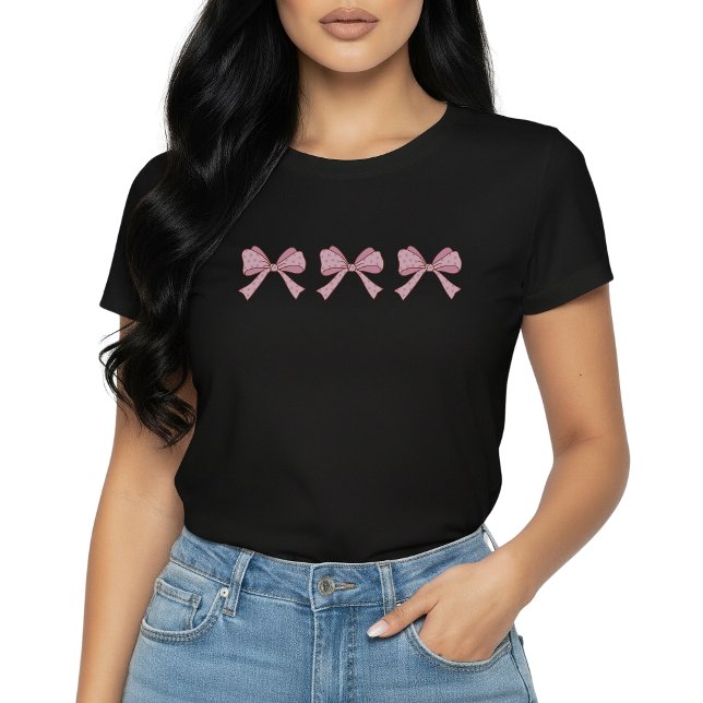 Trio Rose Ruban Mignon Coquette Tshirt Esthétique (Créateur téléchargé)